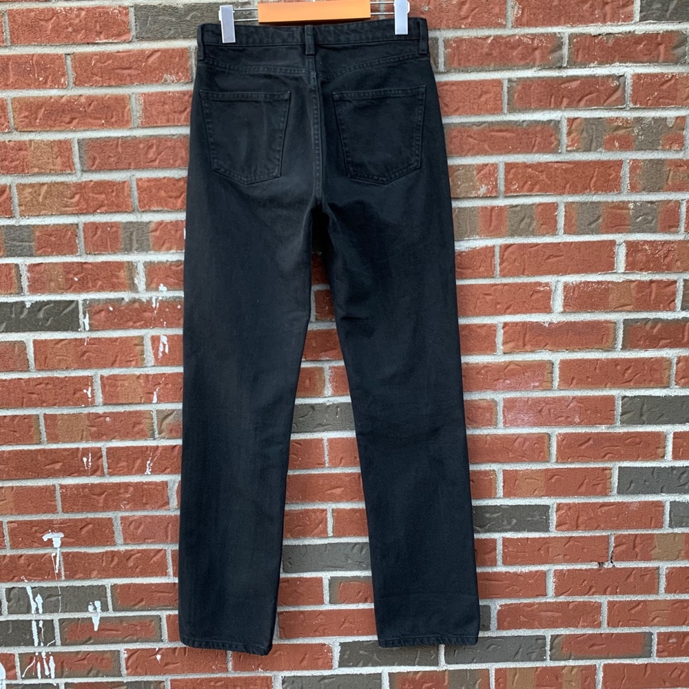 ❌SOLD❌ Zara Black Straight Fit High Rise 100% Cotton Button fly Closure Jeans - Picture 6 of 11